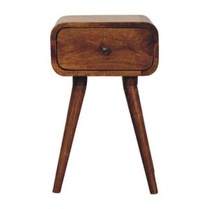 Artisan Furniture NOČNÍ STOLEK z masivního dřeva Avora Mini, kaštanově hnědý, 1 zásuvka, tmavě hnědý obraz