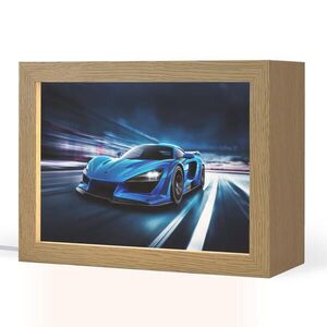 OnlyWow NOČNÍ LAMPIČKA Auto - Modrá - Chlapci - Dítě 20x15 cm obraz