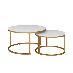 Vicco STOLEČEK KÁVOVÝ STOLÍK Montreal Bílá/zlatá 77 x 40 cm 2 díly obraz