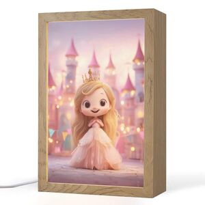 OnlyWow NOČNÍ LAMPIČKA Princezna - Růžová - Zámek 20x30 cm obraz
