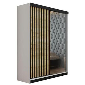 Kier Furniture POSUVNÁ ŠATNÍ SKŘÍŇ MALANI - Bílá & Dub Craft 138x205x59 cm obraz
