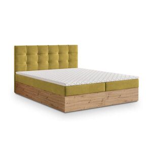 MASSENO AMERICKÁ POSTEL MOLVEN 180x200 cm, s matrací a úložným prostorem, žlutá obraz