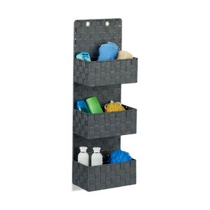 Relaxdays ORGANIZÉR Šedý závěsný látkový 3 koše 75 cm obraz