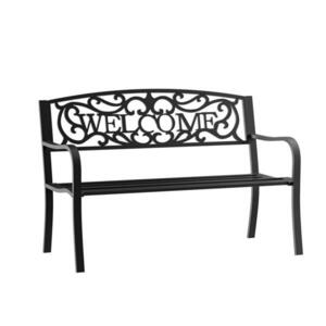 Outsunny ZAHRADNÍ LAVIČKA, 127 cm x 60 cm x 87 cm, železo, práškově lakovaná, černá obraz