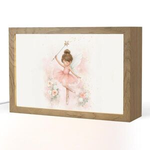 OnlyWow NOČNÍ LAMPIČKA Baletka - Víla - Květiny - Růžová 30x20 cm obraz