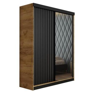 Kier Furniture POSUVNÁ ŠATNÍ SKŘÍŇ MALANI - Dub Craft a Grafitová 138x205x59 cm obraz