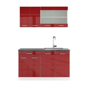 Vicco JEDNOTKOVÁ KUCHYNĚ R-Line Červená vysoký lesk 140 cm , PD Antracit obraz