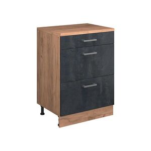 Vicco ROZŠIŘUJÍCÍ KOMODA Rion, Černý beton/Zlatý mocný dub, 60 x 46 cm bez šikminy se 3 zásuvkami obraz