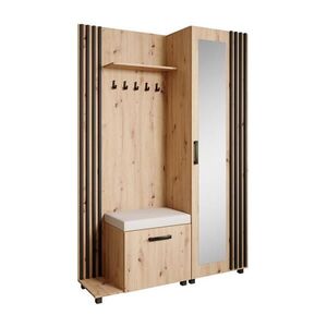 Beautysofa ŠATNÍ skříň do předsíně Livia s věšáky a zrcadlem, dub Artisan, levá obraz