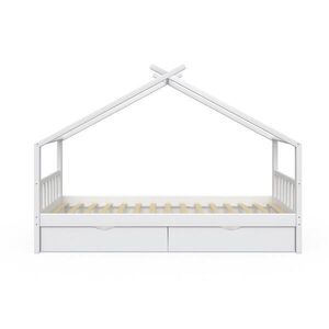 VitaliSpa DOMEČKOVÁ POSTEL Design Bílá 90x200 cm se 2 zásuvkami obraz