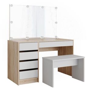 Vicco TOALETNÍ STOLEK Sherry Bílá/Sonoma 120 cm s osvětlením LED a lavičkou obraz