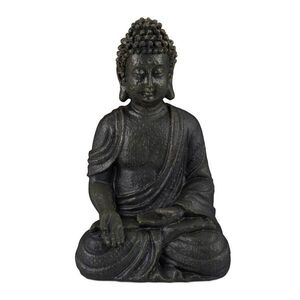 Relaxdays SOŠKA Tmavě šedá Buddha v meditaci polyresin 18 cm obraz