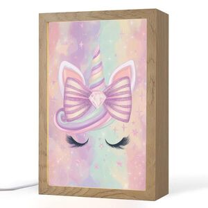 OnlyWow NOČNÍ LAMPIČKA Jednorožec - Třpytky - Duha - Pastelové barvy 20x30 cm obraz