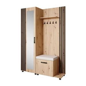 Beautysofa ŠATNÍ skříň do předsíně Livia s věšáky a zrcadlem, dub Artisan, pravá obraz