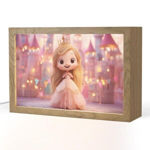 OnlyWow NOČNÍ LAMPIČKA Princezna - Růžová - Zámek 30x20 cm obraz