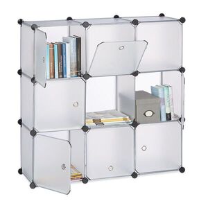 Relaxdays REGÁL transparentní 9 přihrádek s dvířky 95, 5 cm obraz