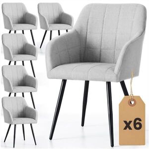 RAUMHIRSCH FURNITURE ČALOUNĚNÁ ŽIDLE, sada 6 ks, kovové nohy, světle šedá, černá, X 54/82/58 obraz