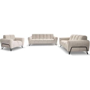 Beautysofa SEDACÍ souprava Volare (pohovky + křeslo), bez funkce spaní, světle béžová obraz