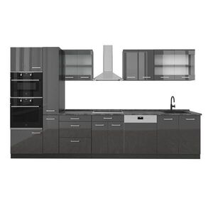 Vicco KOMPLETNÍ KUCHYNĚ R-Line Antracit vysoký lesk/antracit 350 cm , PD Antracit obraz