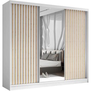 Beautysofa SKŘÍŇ s posuvnými dveřmi Helix 240/216/61 bílá + dub Artisan se zásuvkami obraz