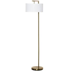 HOMCOM STOJACÍ LAMPY Stojací lampa E27 Patice pro obývací pokoj Ocel Stínidlo ze látky Zlatý vzhled obraz