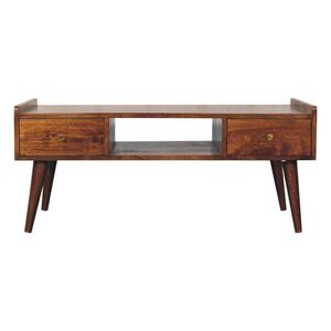 Artisan Furniture NOČNÍ SKŘÍŇKA Kaštanová T-tyč zaoblená, 1 zásuvka a otevřená část, tmavě hnědá obraz