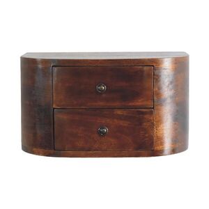 Artisan Furniture LAVIČKA s povrchem zlatého teaku, 2 otevřené police, mramor na desce, hnědá obraz