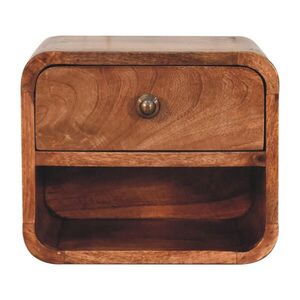 Artisan Furniture NOČNÍ SKŘÍŇKA Mini, medově karamelová, nástěnná, 1 zásuvka a otevřená přihrádka, tmavě hnědá obraz