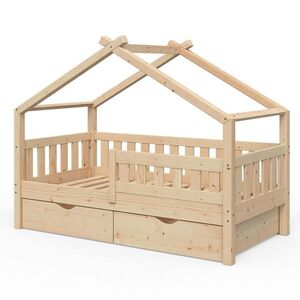 VitaliSpa DOMEČKOVÁ POSTEL Design Přírodní dřevo 80x160 cm se 2 zásuvkami obraz