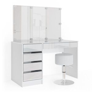 Vicco TOALETNÍ STOLEK Sherry Bílá 120 cm s osvětlením LED a stoličkou obraz