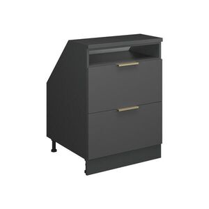 Vicco KUCHYŇSKÁ SKŘÍŇKA POD ŠIKMOU STŘECHU R-Line Antracitově zlatý 60 cm se 2 zásuvkami, korpus skříně hloubka 60 cm obraz