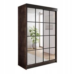 Kier Furniture POSUVNÁ ŠATNÍ SKŘÍŇ ARI 2 se zrcadlem 150 - Tmavy Jesan obraz