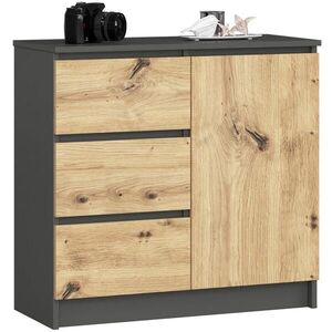 RAUMHIRSCH FURNITURE KOMODA grafitově šedá, dub Artisan 77/80/35 obraz