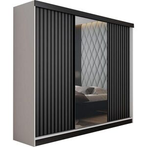 Kier Furniture POSUVNÁ ŠATNÍ SKŘÍŇ MALANI - Bílá a Grafitová 200x205x59 cm obraz