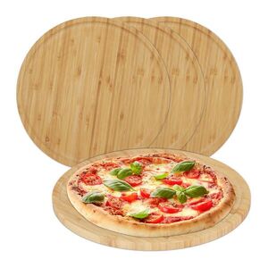 Relaxdays PIZZATALÍŘE Přírodní 4-dílná sada bambusové 32 cm obraz