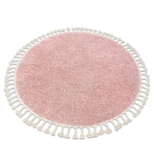 rugsX KULATÝ koberec BERBER 9000, růžový - střapce, Berber, Maroko, Shaggy 120 cm obraz