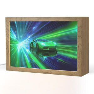 OnlyWow NOČNÍ LAMPIČKA Rychlost - Lehké - Sportovní vůz - Zelená 30x20 cm obraz