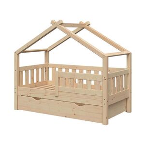 VitaliSpa DOMEČKOVÁ POSTEL Design Přírodní dřevo 70x140 cm se zásuvkou obraz