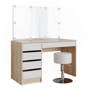 Vicco TOALETNÍ STOLEK Sherry Bílá/Sonoma 120 cm s osvětlením LED a stoličkou obraz