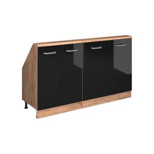 Vicco KUCHYŇSKÁ SKŘÍŇKA POD ŠIKMOU STŘECHU R-Line Černý vysoký lesk 140 cm Sada 2 kusů obraz