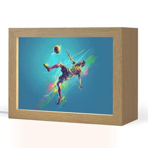 OnlyWow NOČNÍ LAMPIČKA Fotbalista - Stříkající barva - Barevné - Míč 20x15 cm obraz