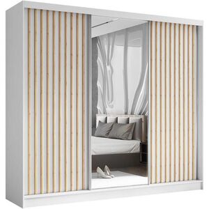 Beautysofa SKŘÍŇ s posuvnými dveřmi Helix 240/216/61 bílá + dub Artisan obraz