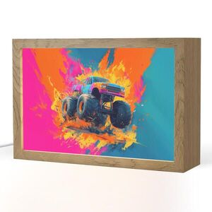OnlyWow NOČNÍ LAMPIČKA Monster truck - Abstraktní - Stříkající barva - Barevné 30x20 cm obraz