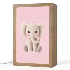 OnlyWow NOČNÍ LAMPIČKA Slon - Dítě - Růžová - Kreslený film 20x30 cm obraz