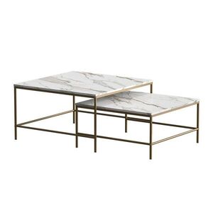 Vicco STOLEČEK KÁVOVÝ STOLÍK Ramio Bílá/zlatá 80 x 80 cm 2 díly obraz