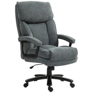 HOMCOM KANCELÁŘSKÁ ŽIDLE, ergonomická kancelářská židle s houpací funkcí, vzhled lnu, šedá obraz