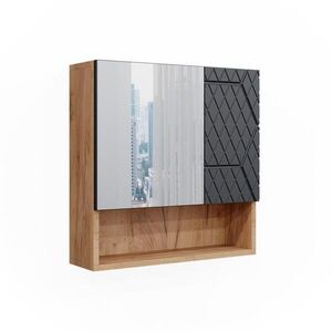 Vicco KOUPELNOVÁ SKŘÍŇKA SE ZRCADLEM Irma Antracit se strukturou včelí plástve 54 x 55 cm obraz