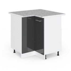 Vicco UNIVERZÁLNÍ ROHOVÁ SKŘÍŇ R-Line Antracitový vysoký lesk 75.6 cm s dvířky, s pracovní deskou obraz