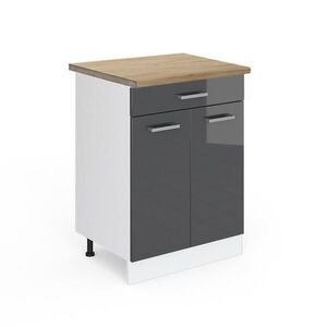 Vicco SPODNÍ SKŘÍŇKA KUCHYŇSKÉ LINKY R-Line Antracitový vysoký lesk 60 cm se zásuvkou, PD Dub obraz