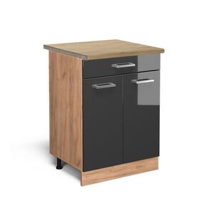 Vicco SPODNÍ SKŘÍŇKA KUCHYŇSKÉ LINKY R-Line Antracitový vysoký lesk 60 cm se zásuvkou, PD Dub obraz